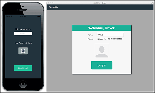 Passenger app and driver app user interface during the connecting stage