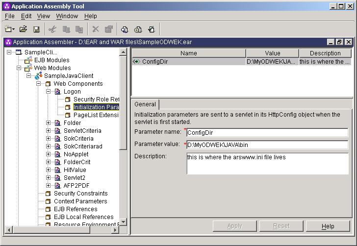 View of Application Assembly window