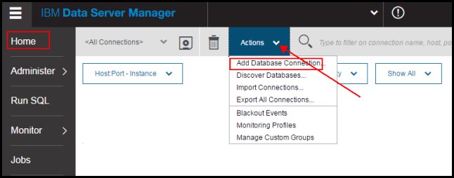 Screenshot van IBM Data Server software.