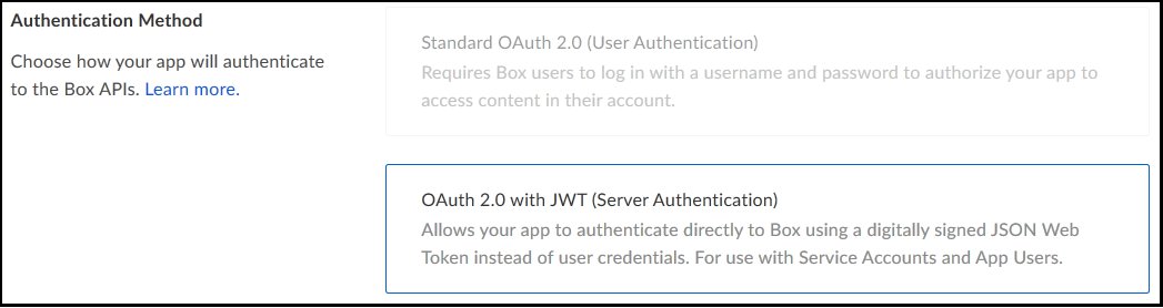Screen capture showing that OAUTH 2.0 is selected as the authentication method.