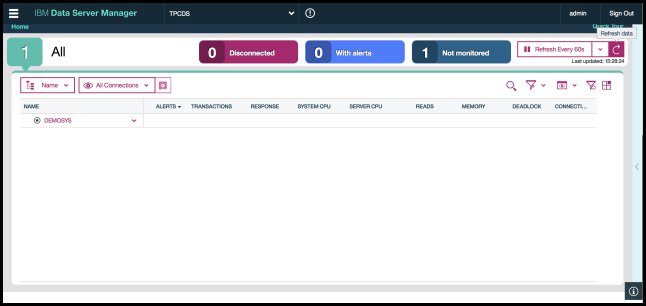 Screen capture showing the Home page of IBM Data Server Manager.