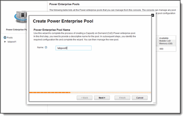 Naming the pool in the Create Power Enterprise Pool wizard